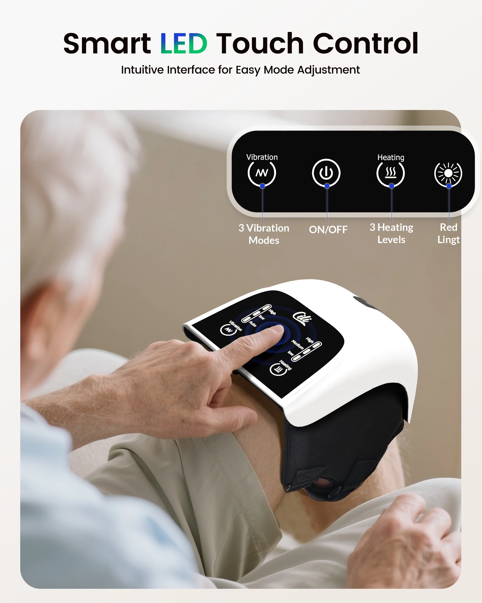 CILI Cordless Knee Massager with Heat, Red Light Knee Massager for Pain Relief - 5504 - Image 4