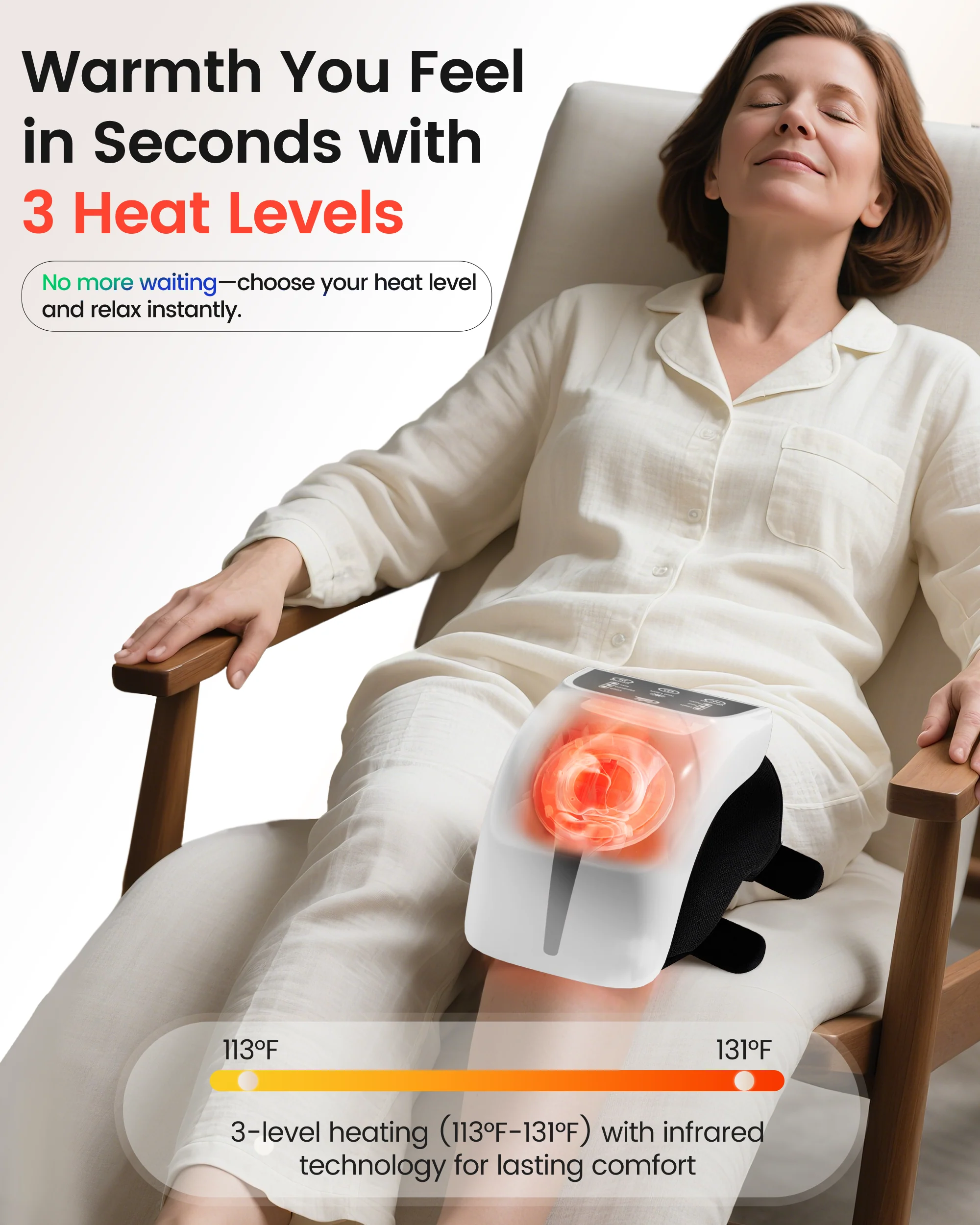 CILI Cordless Knee Massager with Heat, Red Light Knee Massager for Pain Relief - 5504 - Image 5