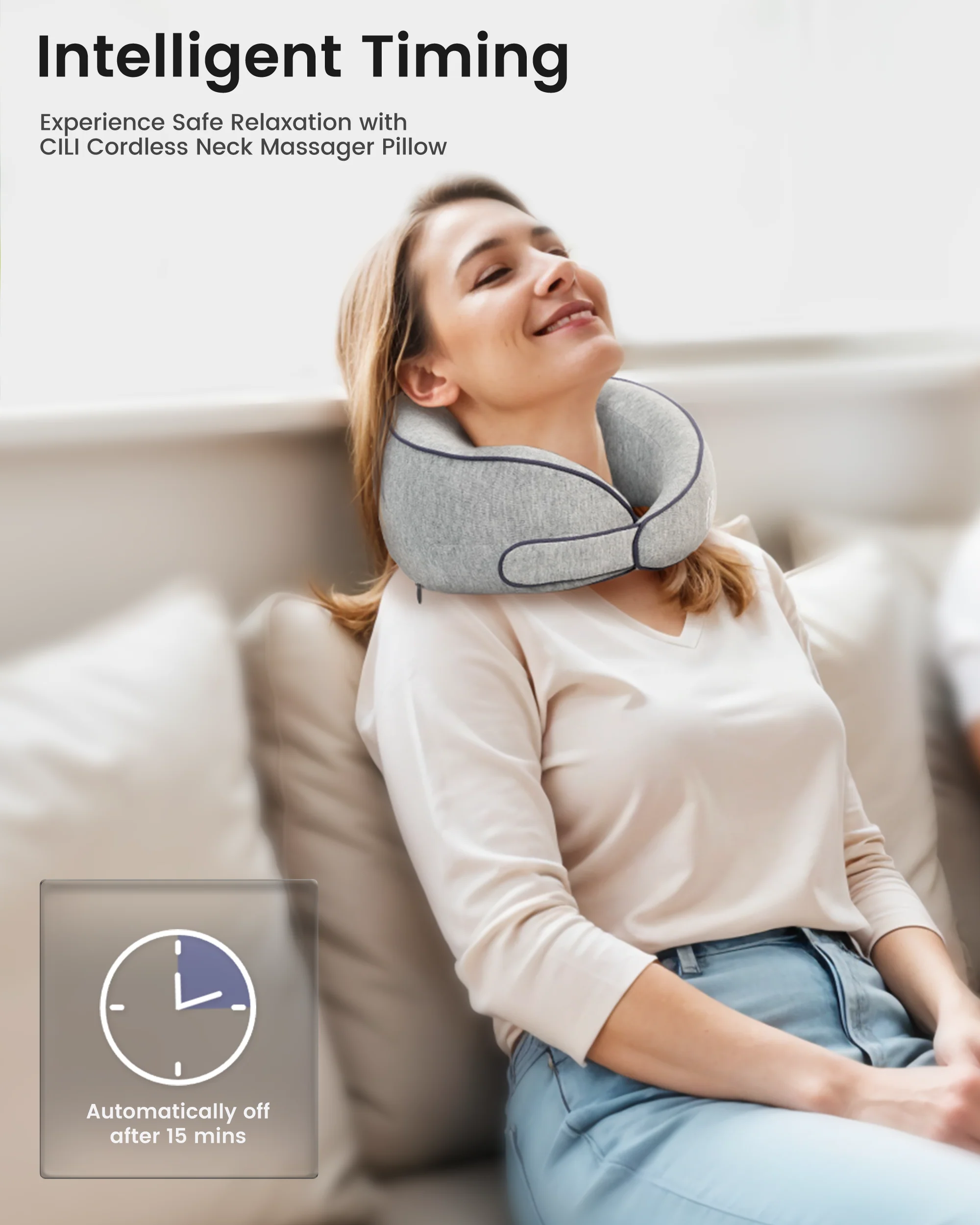CILI Cordless Neck Massager Pillow with Heat, Shiatsu Neck Massager for Pain Relief - 6476 - Image 4