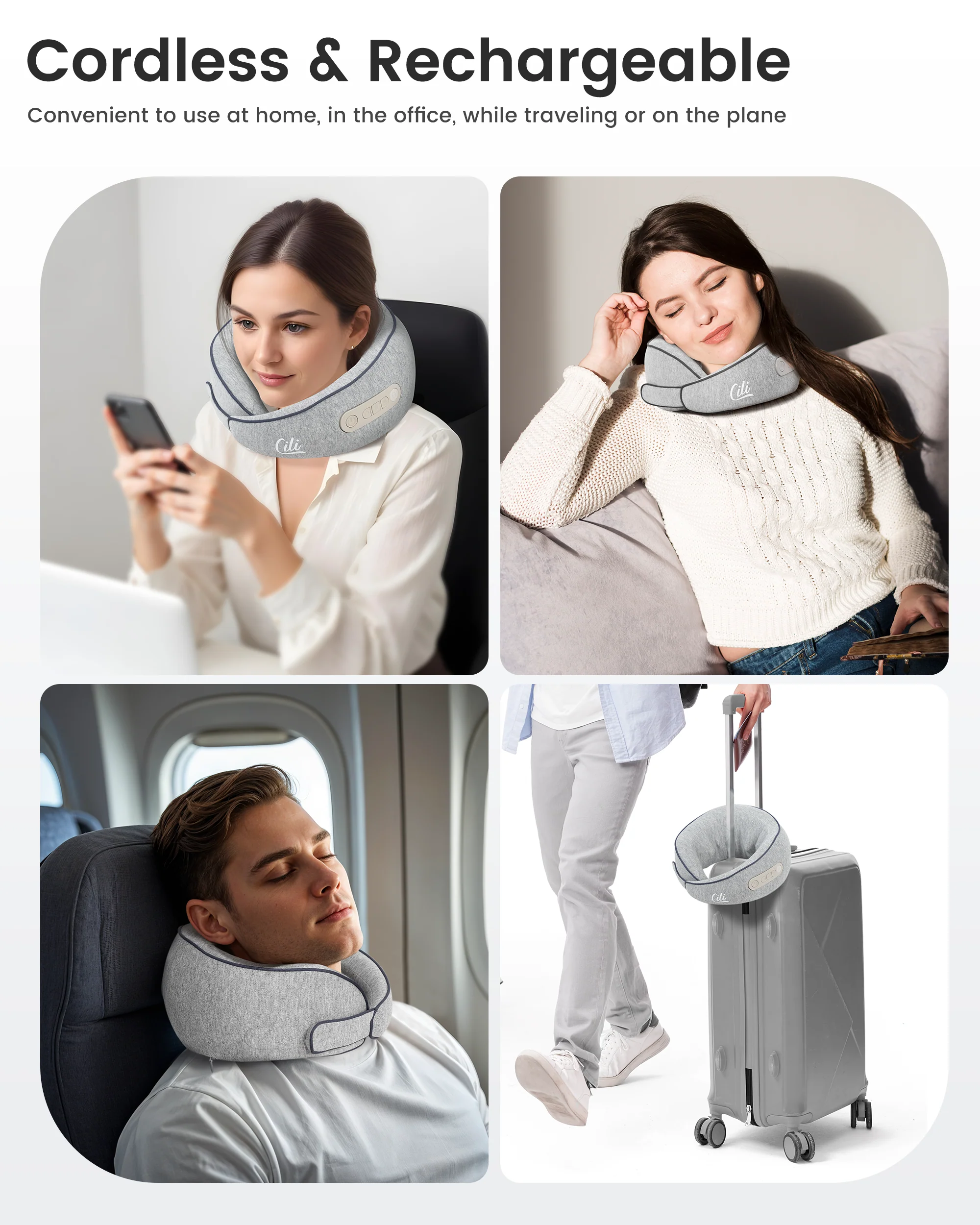 CILI Cordless Neck Massager Pillow with Heat, Shiatsu Neck Massager for Pain Relief - 6476 - Image 7