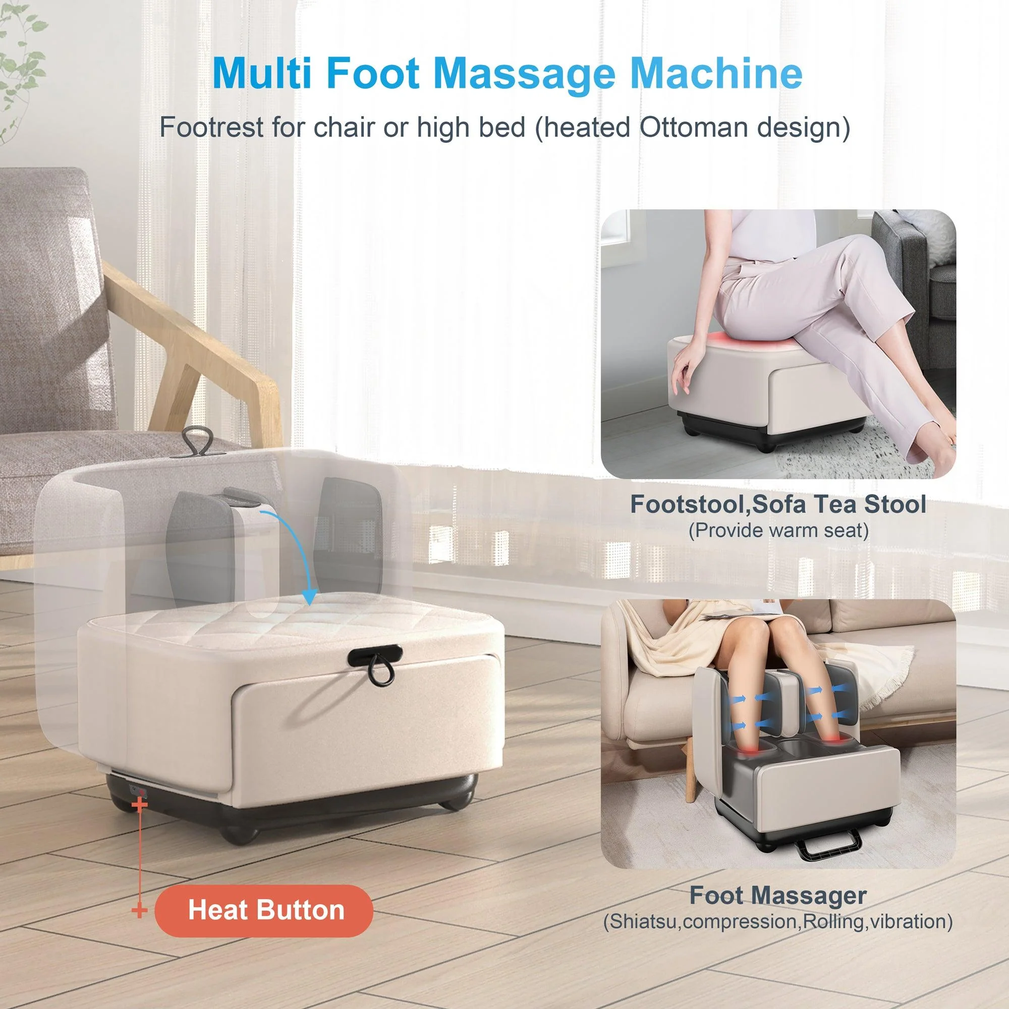 2-in-1 Foot And Calf Massager & Foot Rest with APP Control - 5001-APP - Image 2