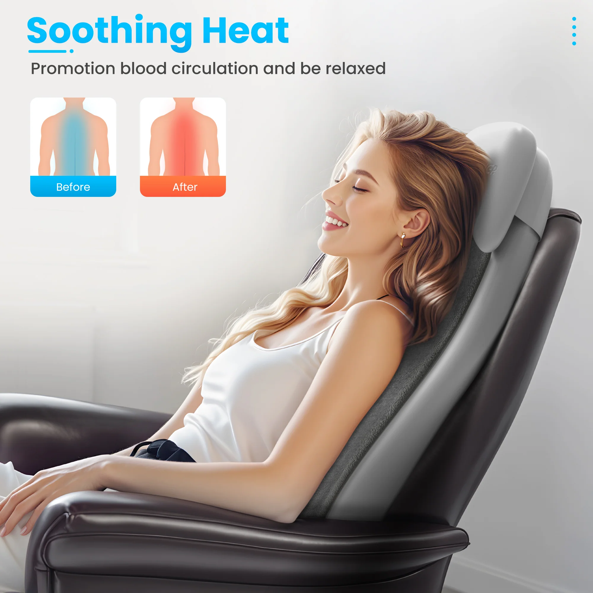 Cordless Back Massage Chair Pad with Multi Functions - 2311B - Image 5