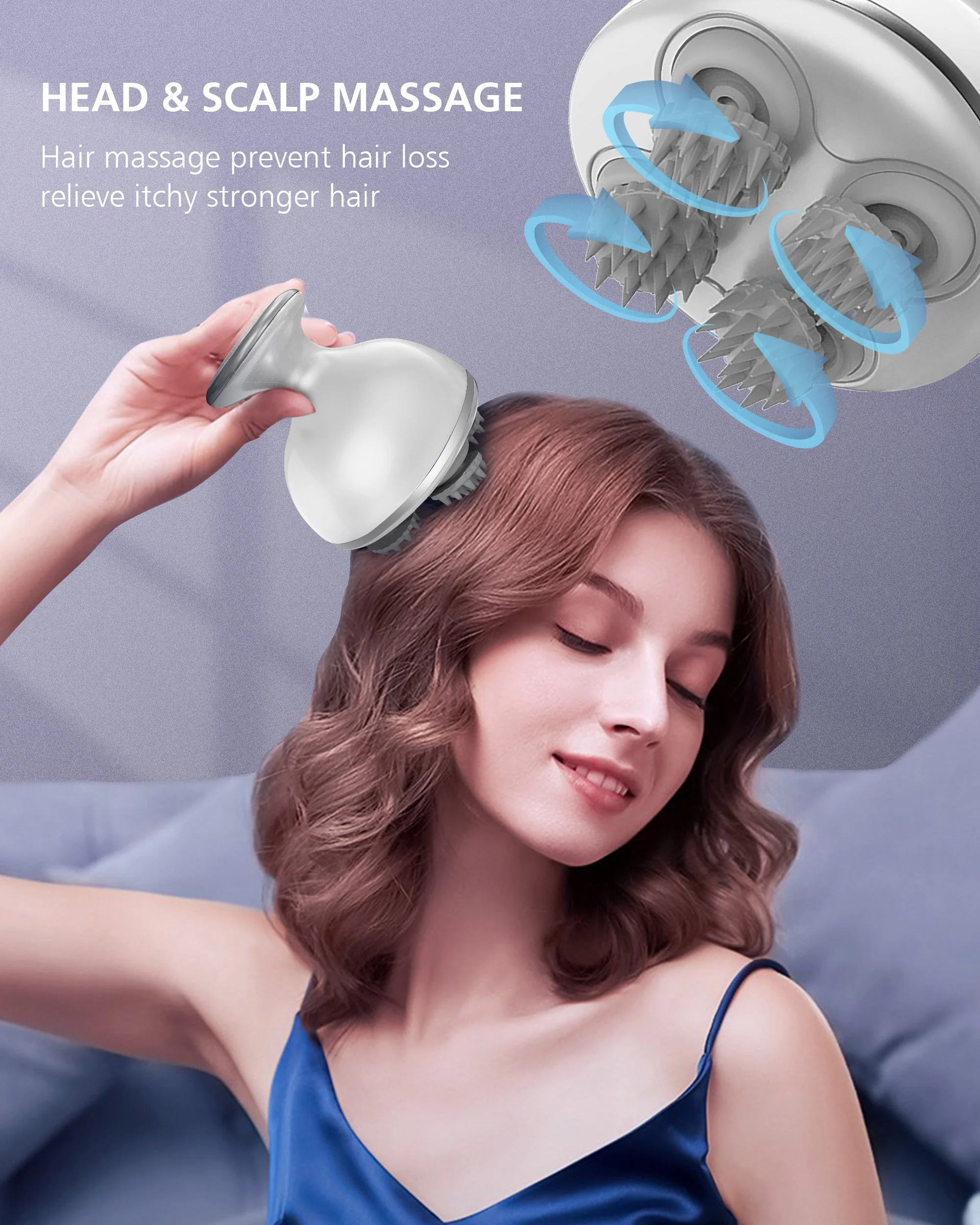 Comfier Head Massager, Cordless Scalp Massager (White) - 4903W - Image 8