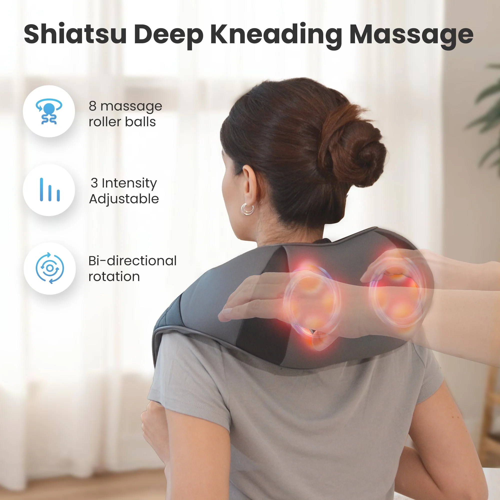 Cordless Shiatsu Neck Shoulder Massager - 2025 Latest Upgraded Model - 6302UC - Image 7