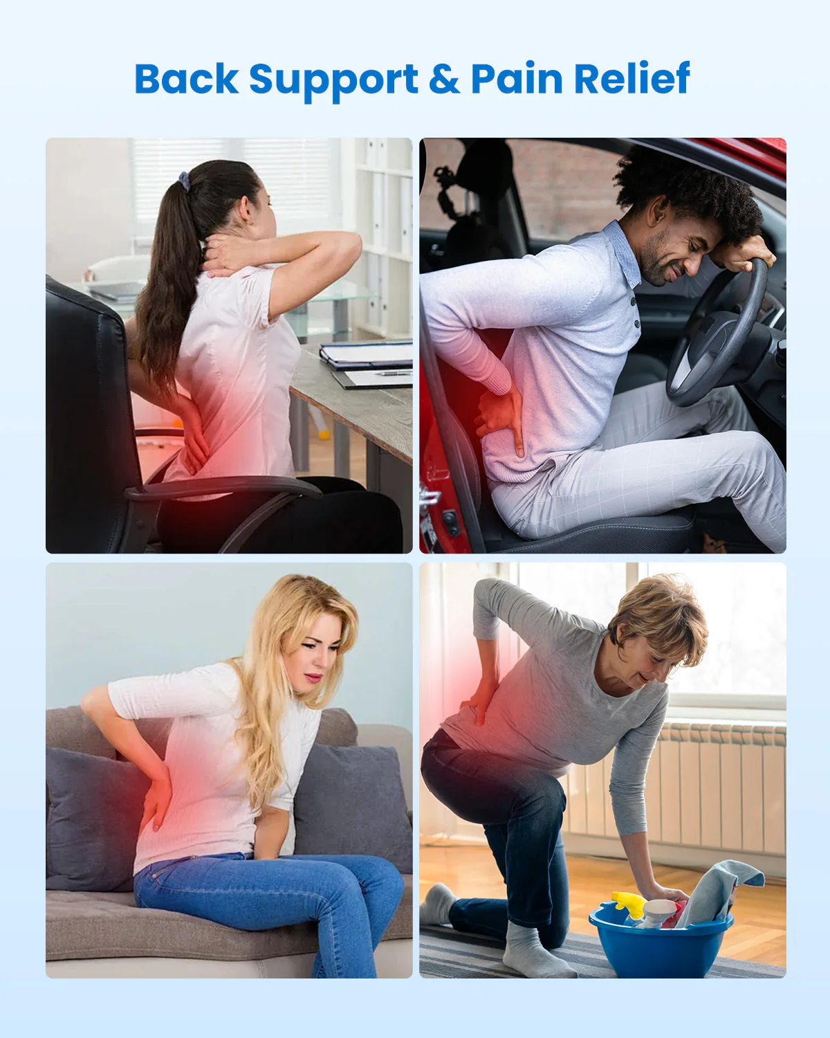 Lumbar Support Pillow for Office Chair, Vibration Massage Back Support - 1428 - Image 5