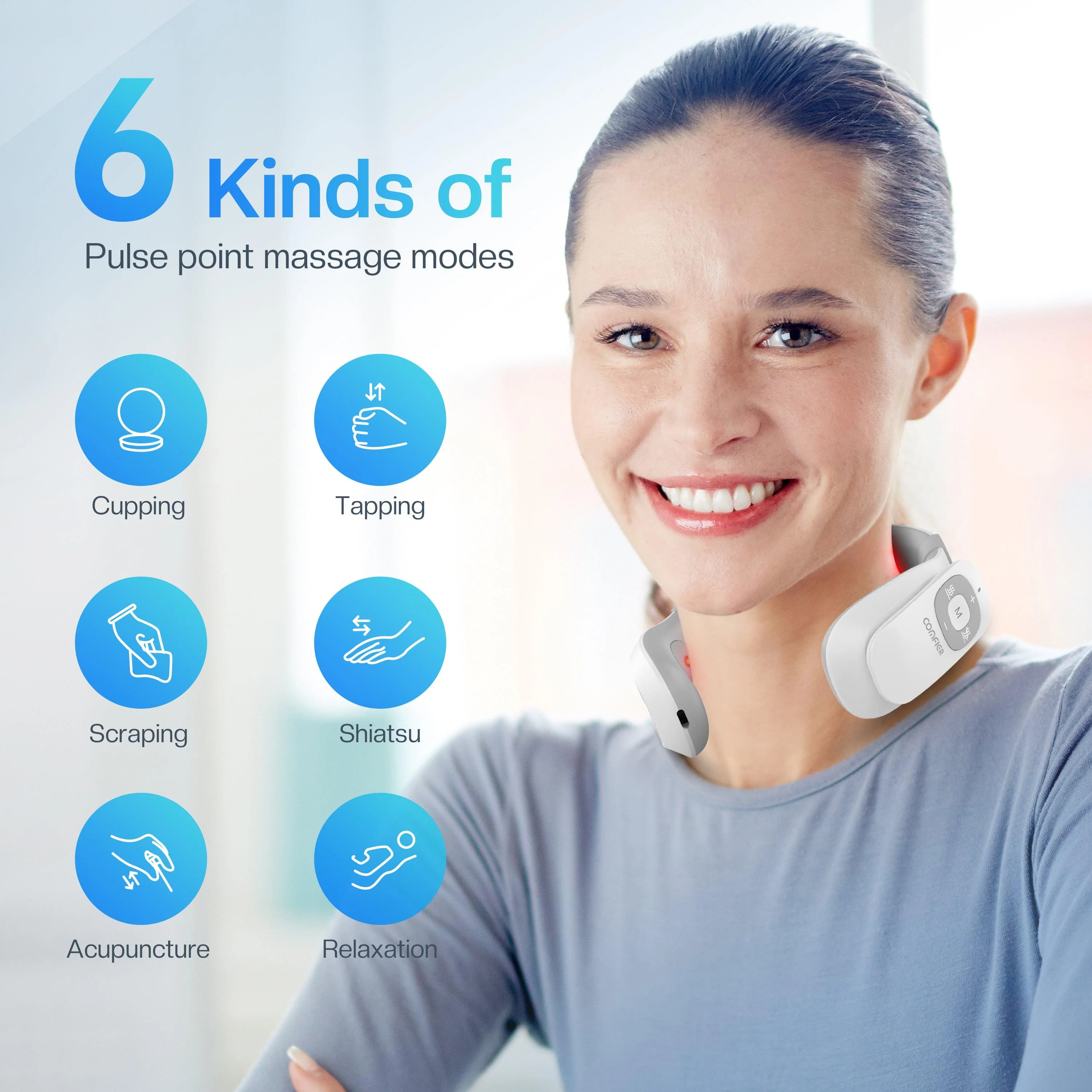 Portable Intelligent Electric Pulse Neck Massager with Heat for Pain Relief - 6322 - Image 2