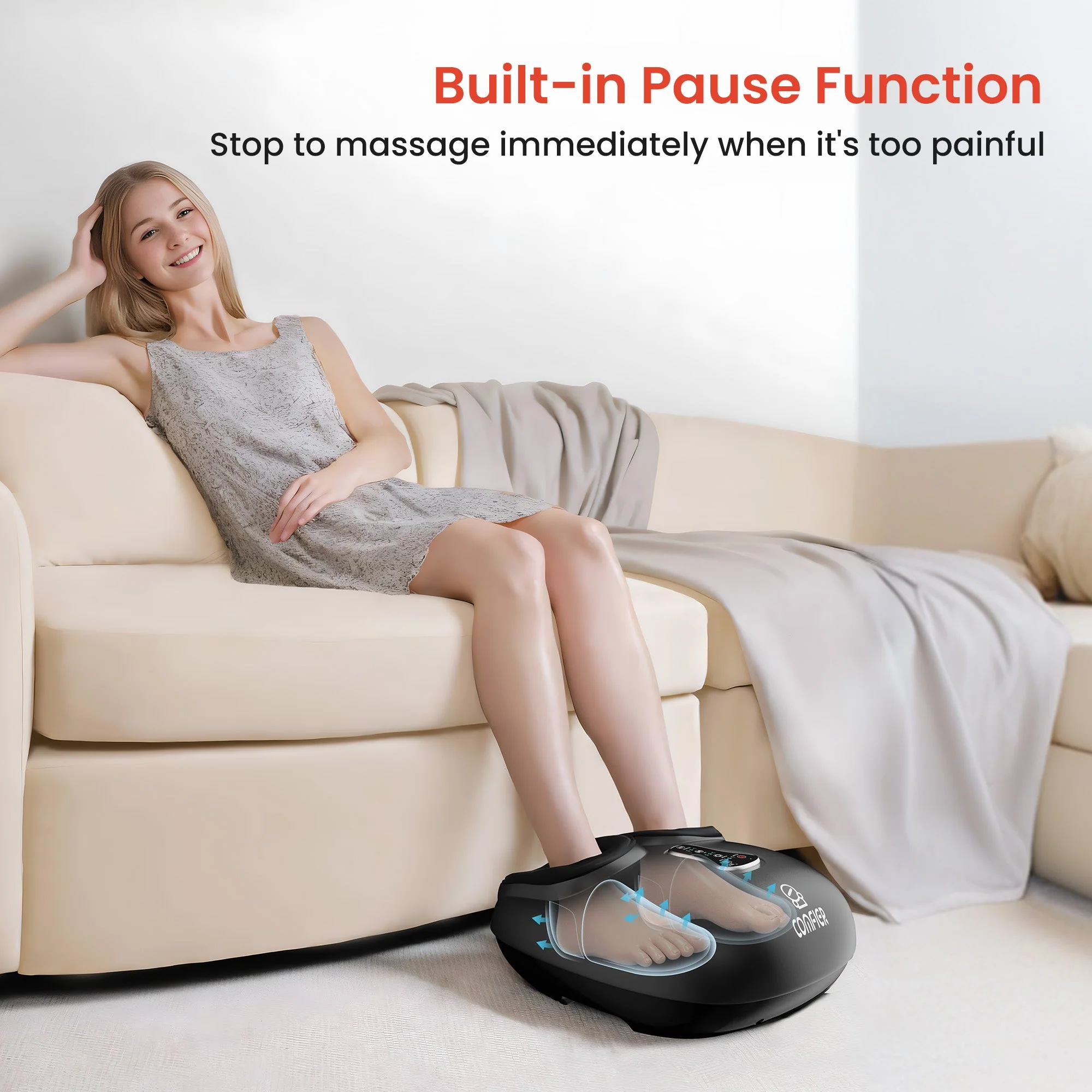 Shiatsu Foot Massager with Remote Control, Pause Function, Heat, Compression, Vibration - 5212RC - Image 4