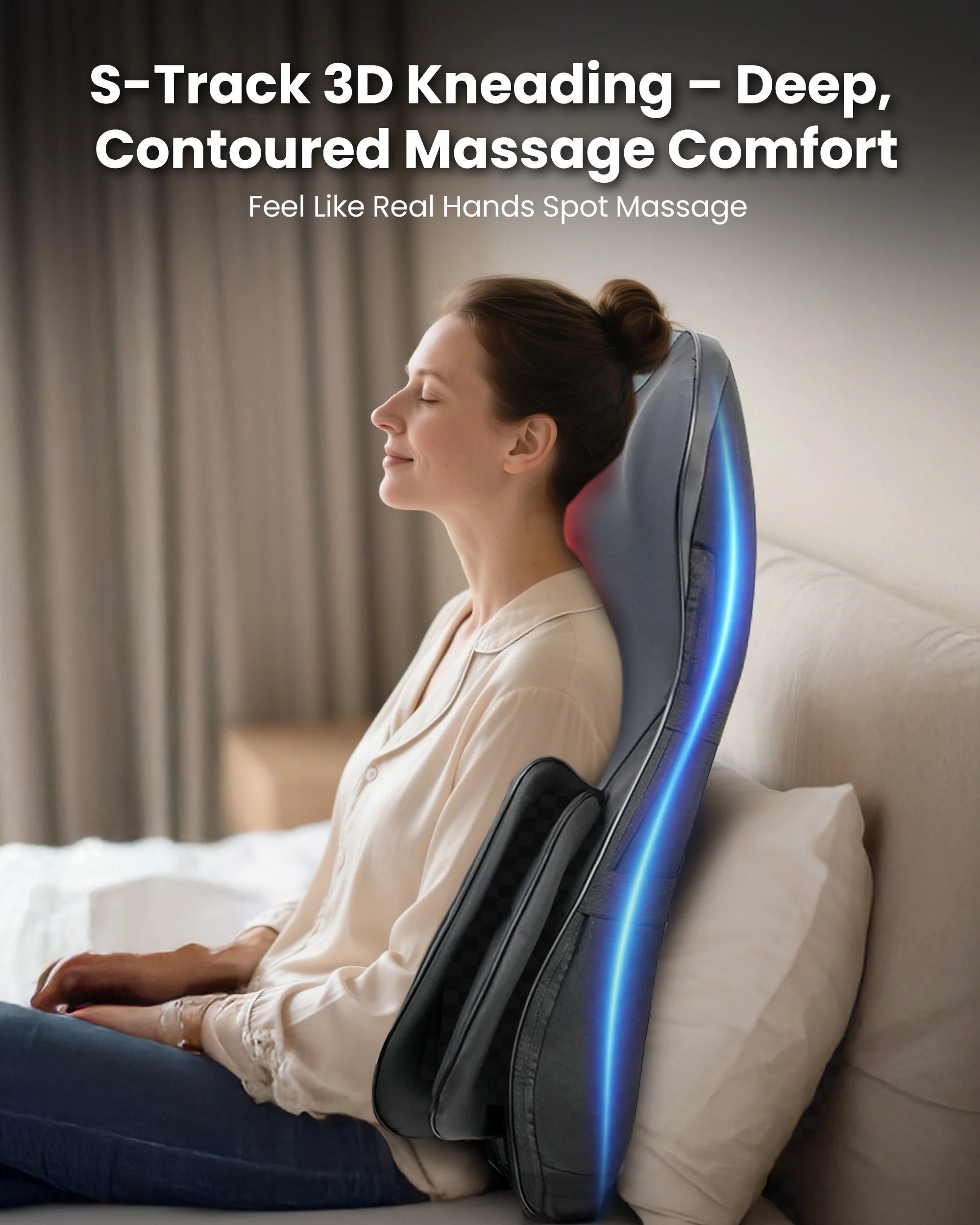 Full Back Coverage Massage Chair Pad with Adjustable Neck Nodes - 2209 - Image 6