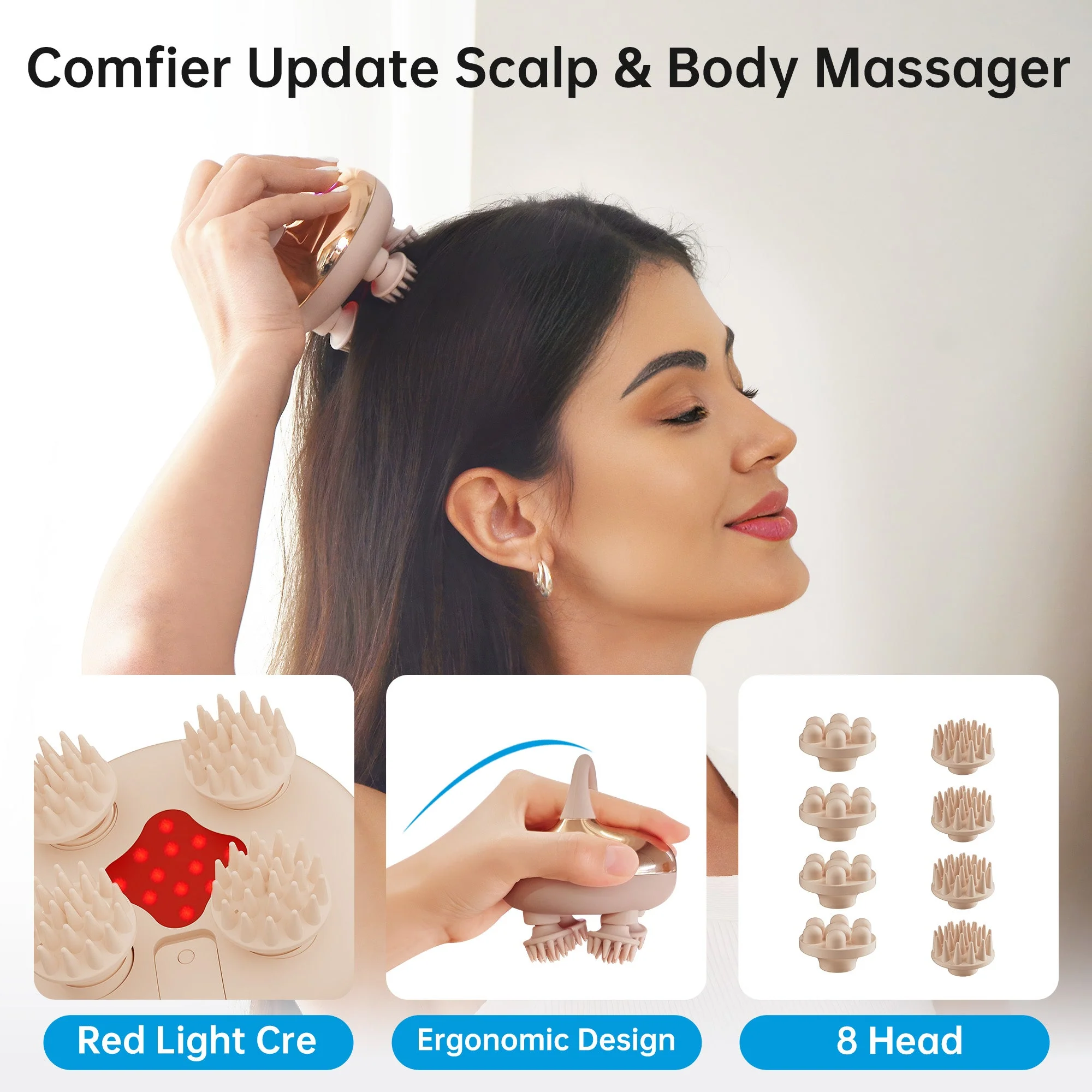 Cordless Scalp Massager with 3 kneading Modes & 8 Claws - 4402 - Image 6
