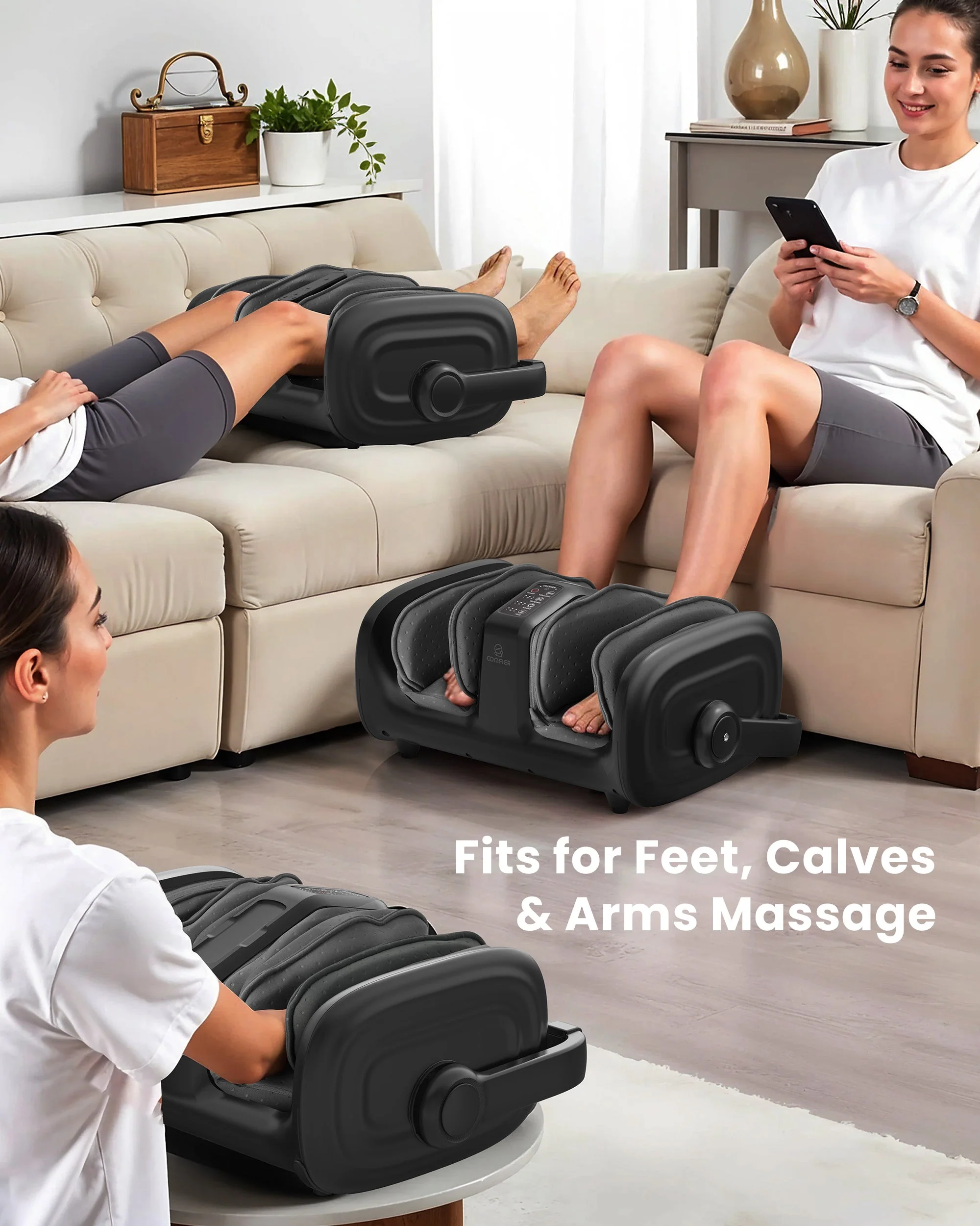 Foot Calf Massager with Heat, Squeeze & Vibration, Remote Control - 5416 - Image 2