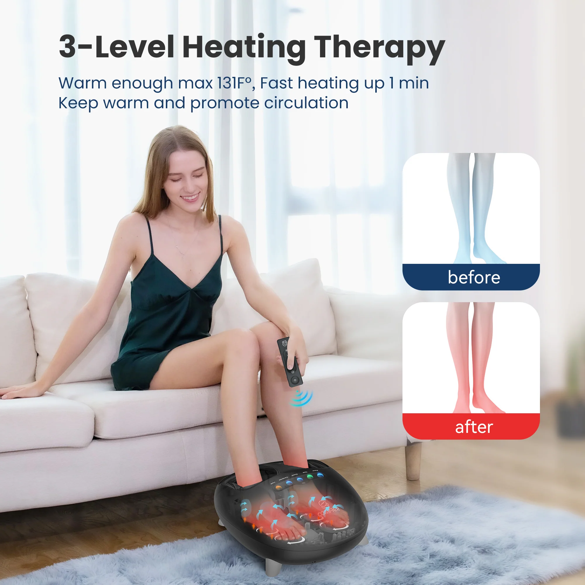 Kneading and Vibration Massage Electric Heated Foot Massager, Up to size 14 - 5332 - Image 4