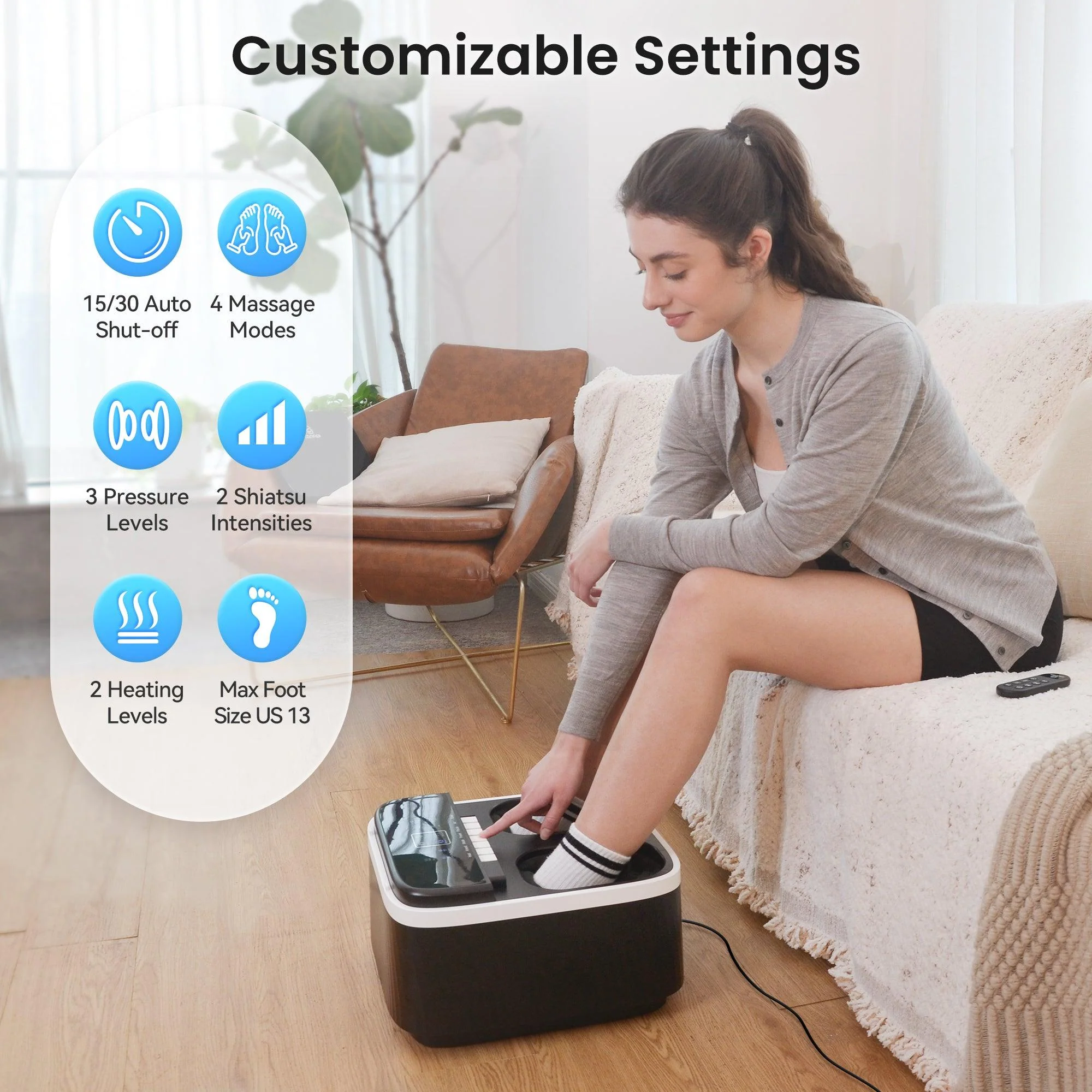 Shiatsu Foot Massager with Remote Control & Piano-Key Button - 5326 - Image 4