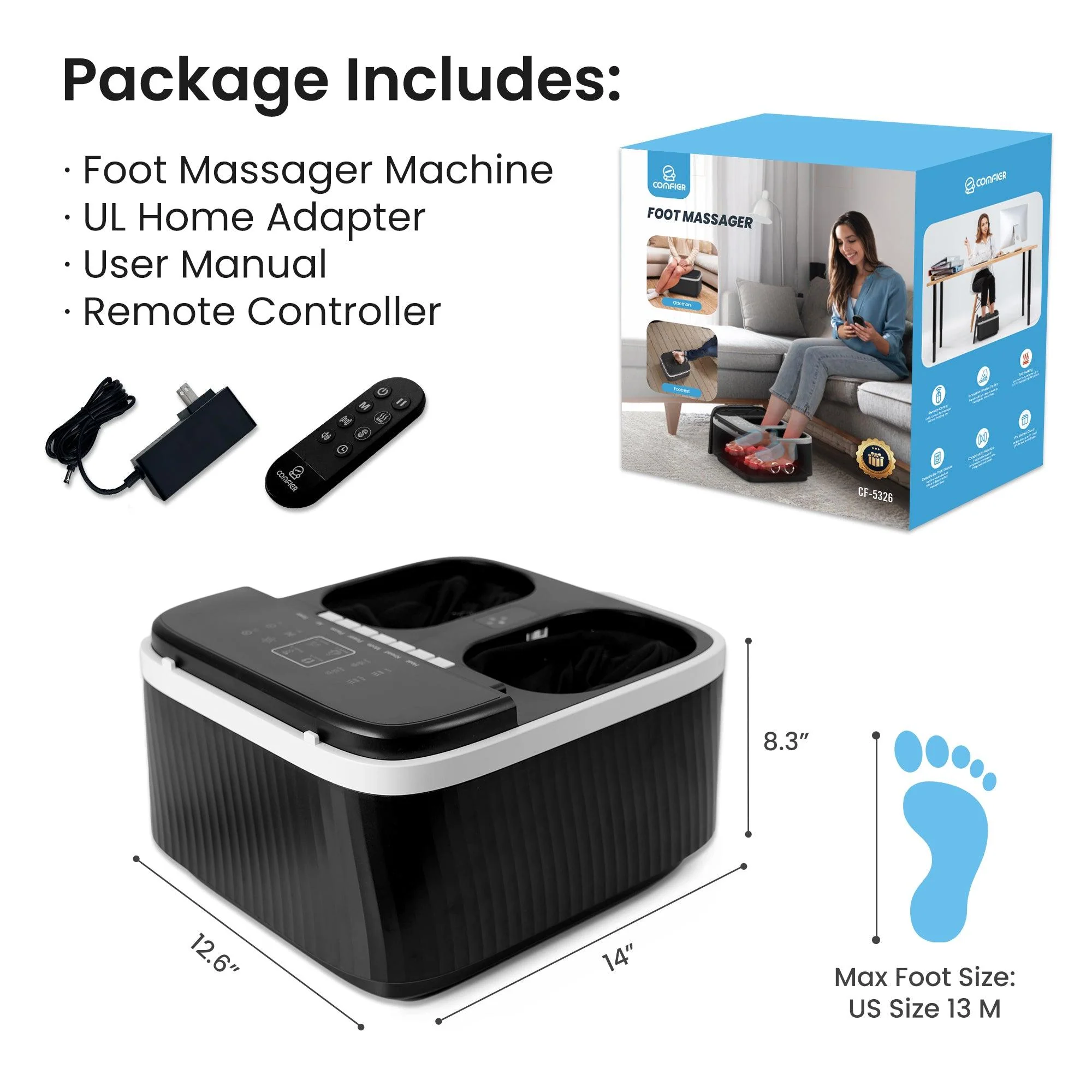 Shiatsu Foot Massager with Remote Control & Piano-Key Button - 5326 - Image 9